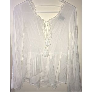 Boho white bell sleeved top